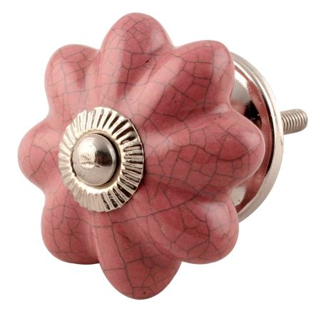 Lavender Crackle Ceramic Melon Cabinet Knob